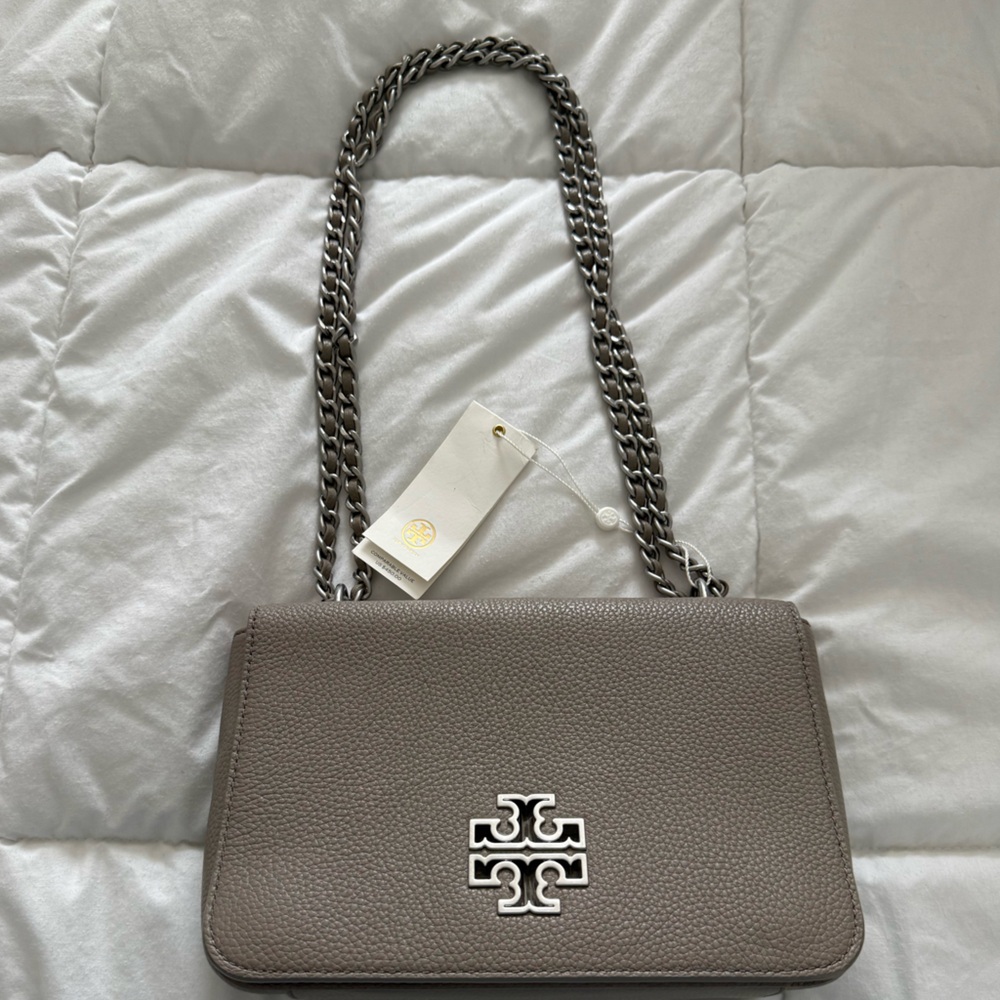 Tory Burch Taupe Chain Shoulder and Crossbody Bag